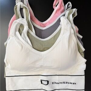 Women's Ribbed Bralette Set - White, Pink, Gray, Green